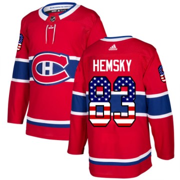 Authentic Adidas Men's Ales Hemsky Montreal Canadiens USA Flag Fashion Jersey - Red