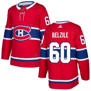 Authentic Adidas Men's Alex Belzile Montreal Canadiens Home Jersey - Red