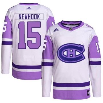 Authentic Adidas Men's Alex Newhook Montreal Canadiens Hockey Fights Cancer Primegreen Jersey - White/Purple