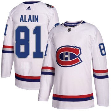 Authentic Adidas Men's Alexandre Alain Montreal Canadiens 2017 100 Classic Jersey - White