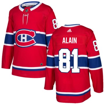 Authentic Adidas Men's Alexandre Alain Montreal Canadiens Home Jersey - Red