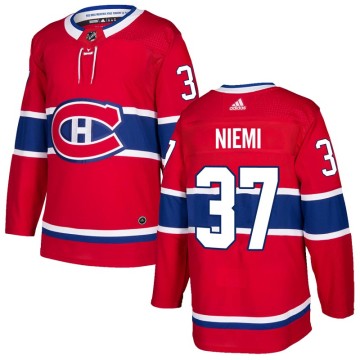 Authentic Adidas Men's Antti Niemi Montreal Canadiens Home Jersey - Red