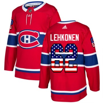 Authentic Adidas Men's Artturi Lehkonen Montreal Canadiens USA Flag Fashion Jersey - Red