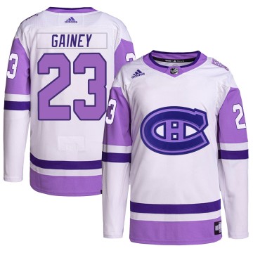 Authentic Adidas Men's Bob Gainey Montreal Canadiens Hockey Fights Cancer Primegreen Jersey - White/Purple