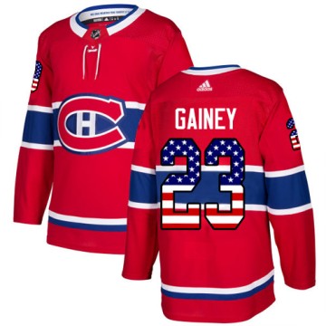 Authentic Adidas Men's Bob Gainey Montreal Canadiens USA Flag Fashion Jersey - Red