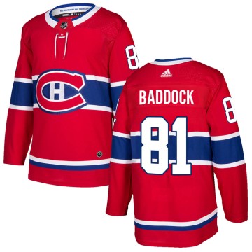 Authentic Adidas Men's Brandon Baddock Montreal Canadiens Home Jersey - Red