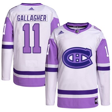 Authentic Adidas Men's Brendan Gallagher Montreal Canadiens Hockey Fights Cancer Primegreen Jersey - White/Purple
