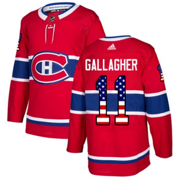 Authentic Adidas Men's Brendan Gallagher Montreal Canadiens USA Flag Fashion Jersey - Red