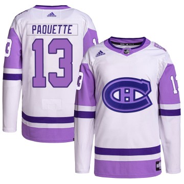 Authentic Adidas Men's Cedric Paquette Montreal Canadiens Hockey Fights Cancer Primegreen Jersey - White/Purple