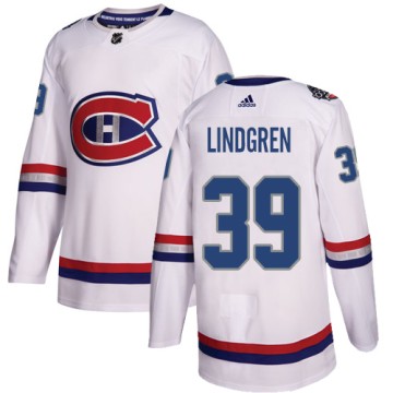 Authentic Adidas Men's Charlie Lindgren Montreal Canadiens 2017 100 Classic Jersey - White