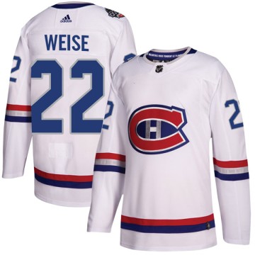 Authentic Adidas Men's Dale Weise Montreal Canadiens 2017 100 Classic Jersey - White