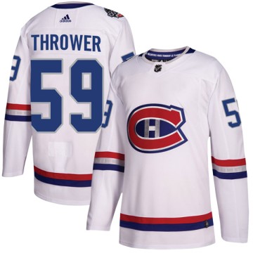 Authentic Adidas Men's Dalton Thrower Montreal Canadiens 2017 100 Classic Jersey - White