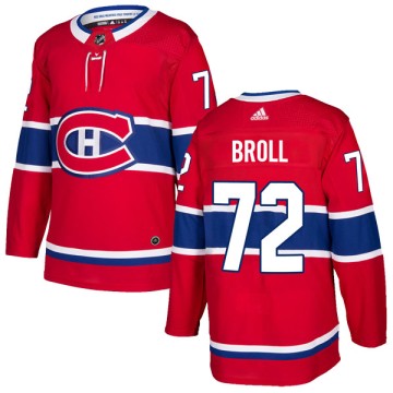 Authentic Adidas Men's David Broll Montreal Canadiens Home Jersey - Red