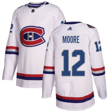 Authentic Adidas Men's Dickie Moore Montreal Canadiens 2017 100 Classic Jersey - White
