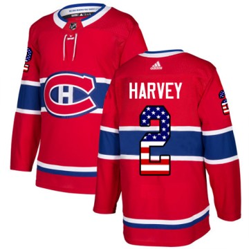 Authentic Adidas Men's Doug Harvey Montreal Canadiens USA Flag Fashion Jersey - Red