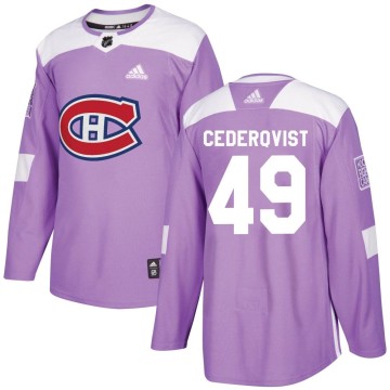 Authentic Adidas Men's Filip Cederqvist Montreal Canadiens Fights Cancer Practice Jersey - Purple