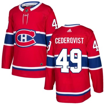 Authentic Adidas Men's Filip Cederqvist Montreal Canadiens Home Jersey - Red