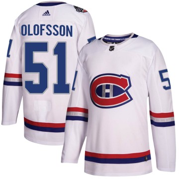 Authentic Adidas Men's Gustav Olofsson Montreal Canadiens ized 2017 100 Classic Jersey - White