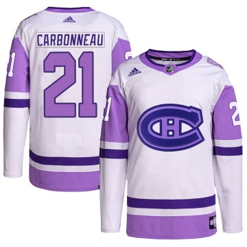 Authentic Adidas Men's Guy Carbonneau Montreal Canadiens Hockey Fights Cancer Primegreen Jersey - White/Purple