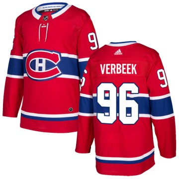 Authentic Adidas Men's Hayden Verbeek Montreal Canadiens Home Jersey - Red