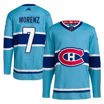 Authentic Adidas Men's Howie Morenz Montreal Canadiens Reverse Retro 2.0 Jersey - Light Blue
