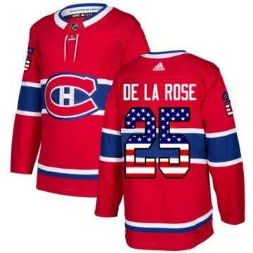 Authentic Adidas Men's Jacob de la Rose Montreal Canadiens USA Flag Fashion Jersey - Red