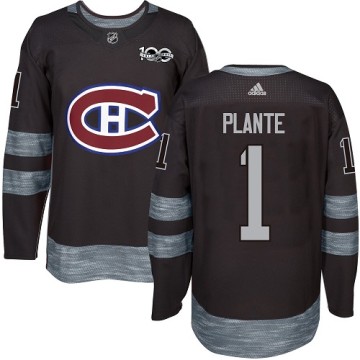 Authentic Adidas Men's Jacques Plante Montreal Canadiens 1917-2017 100th Anniversary Jersey - Black