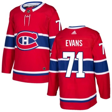 Authentic Adidas Men's Jake Evans Montreal Canadiens Home Jersey - Red