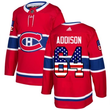 Authentic Adidas Men's Jeremiah Addison Montreal Canadiens USA Flag Fashion Jersey - Red