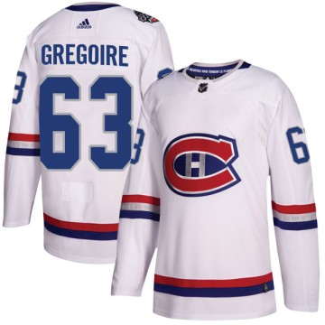 Authentic Adidas Men's Jeremy Gregoire Montreal Canadiens 2017 100 Classic Jersey - White