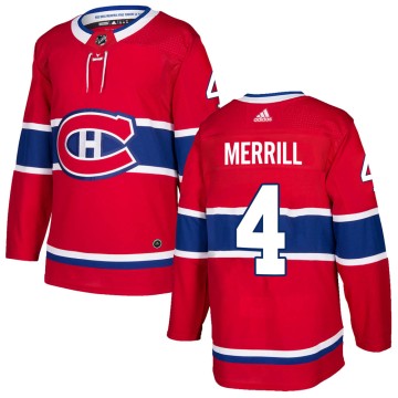 Authentic Adidas Men's Jon Merrill Montreal Canadiens Home Jersey - Red