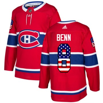 Authentic Adidas Men's Jordie Benn Montreal Canadiens USA Flag Fashion Jersey - Red