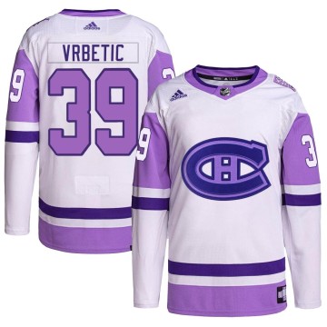 Authentic Adidas Men's Joseph Vrbetic Montreal Canadiens Hockey Fights Cancer Primegreen Jersey - White/Purple