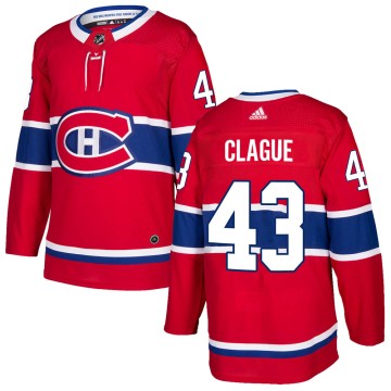 Authentic Adidas Men's Kale Clague Montreal Canadiens Home Jersey - Red
