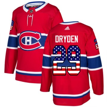 Authentic Adidas Men's Ken Dryden Montreal Canadiens USA Flag Fashion Jersey - Red