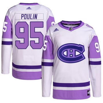 Authentic Adidas Men's Kevin Poulin Montreal Canadiens Hockey Fights Cancer Primegreen Jersey - White/Purple