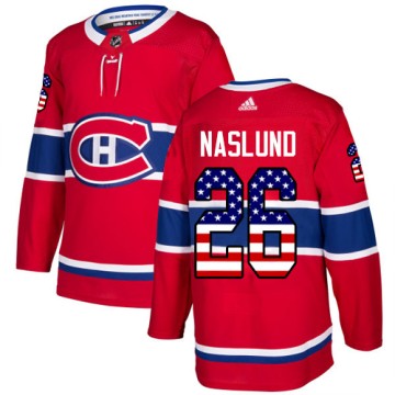 Authentic Adidas Men's Mats Naslund Montreal Canadiens USA Flag Fashion Jersey - Red