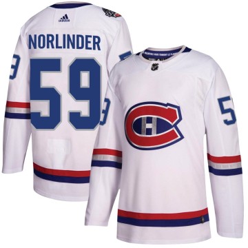 Authentic Adidas Men's Mattias Norlinder Montreal Canadiens 2017 100 Classic Jersey - White