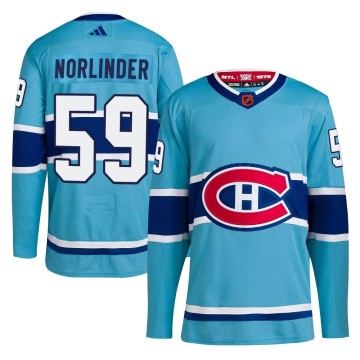 Authentic Adidas Men's Mattias Norlinder Montreal Canadiens Reverse Retro 2.0 Jersey - Light Blue