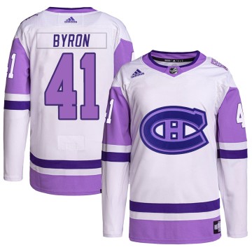 Authentic Adidas Men's Paul Byron Montreal Canadiens Hockey Fights Cancer Primegreen Jersey - White/Purple