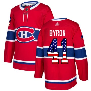 Authentic Adidas Men's Paul Byron Montreal Canadiens USA Flag Fashion Jersey - Red