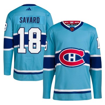 Authentic Adidas Men's Serge Savard Montreal Canadiens Reverse Retro 2.0 Jersey - Light Blue