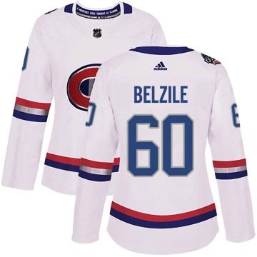 Authentic Adidas Women's Alex Belzile Montreal Canadiens 2017 100 Classic Jersey - White