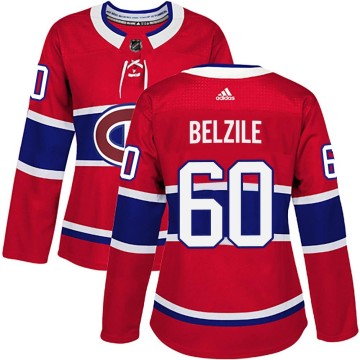 Authentic Adidas Women's Alex Belzile Montreal Canadiens Home Jersey - Red