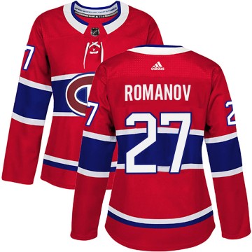 Authentic Adidas Women's Alexander Romanov Montreal Canadiens Home Jersey - Red