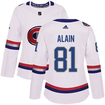 Authentic Adidas Women's Alexandre Alain Montreal Canadiens 2017 100 Classic Jersey - White
