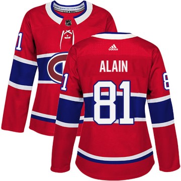 Authentic Adidas Women's Alexandre Alain Montreal Canadiens Home Jersey - Red