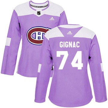 Authentic Adidas Women's Brandon Gignac Montreal Canadiens Fights Cancer Practice Jersey - Purple