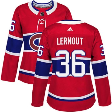Authentic Adidas Women's Brett Lernout Montreal Canadiens Home Jersey - Red