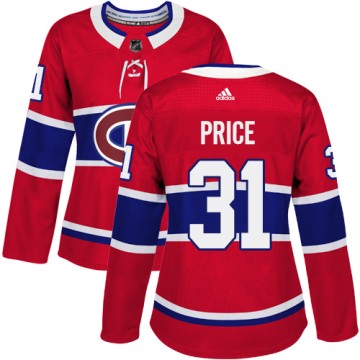 Authentic Adidas Women's Carey Price Montreal Canadiens Home Jersey - Red